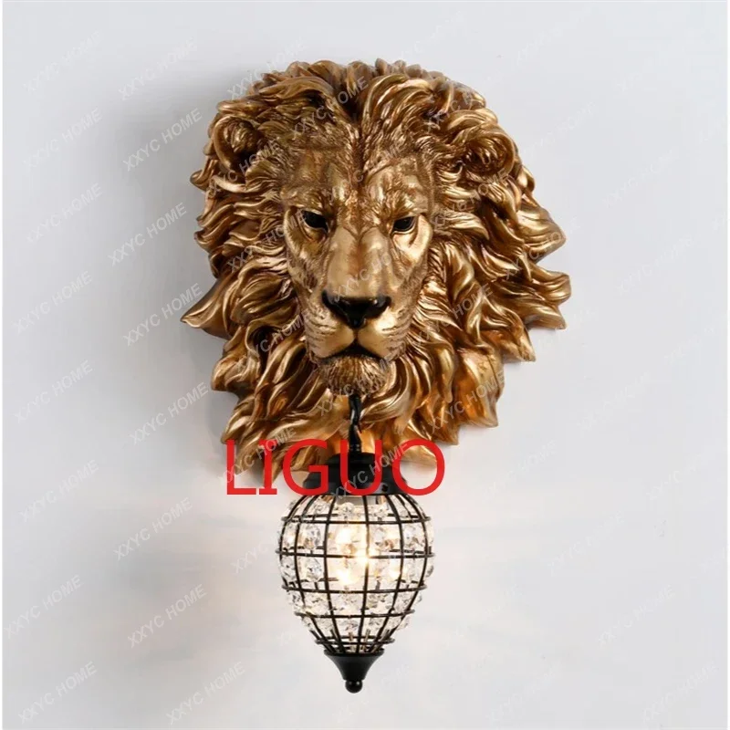 

Nordic Black Gold Lion Wall Lights Animal Lion Head Resin Art Wall Lamp Luxury Decor Kitchen Wall Sconce Bedroom Indoor Lighting