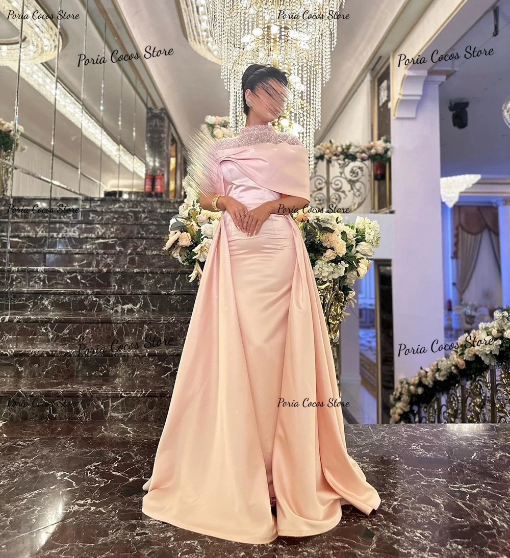 Customized Exquisite Sheath Prom Gown Satin Patchwork High Pleat Evening Party Dresses Maxi فساتين السهرة 2023 جديده Banquet