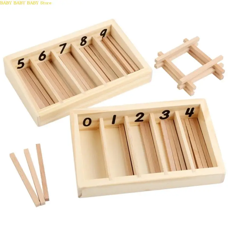 Q81A Natuurlijke houten spindelbox Wiskunde Tel speelgoed met kleurherkenning voor kinderen