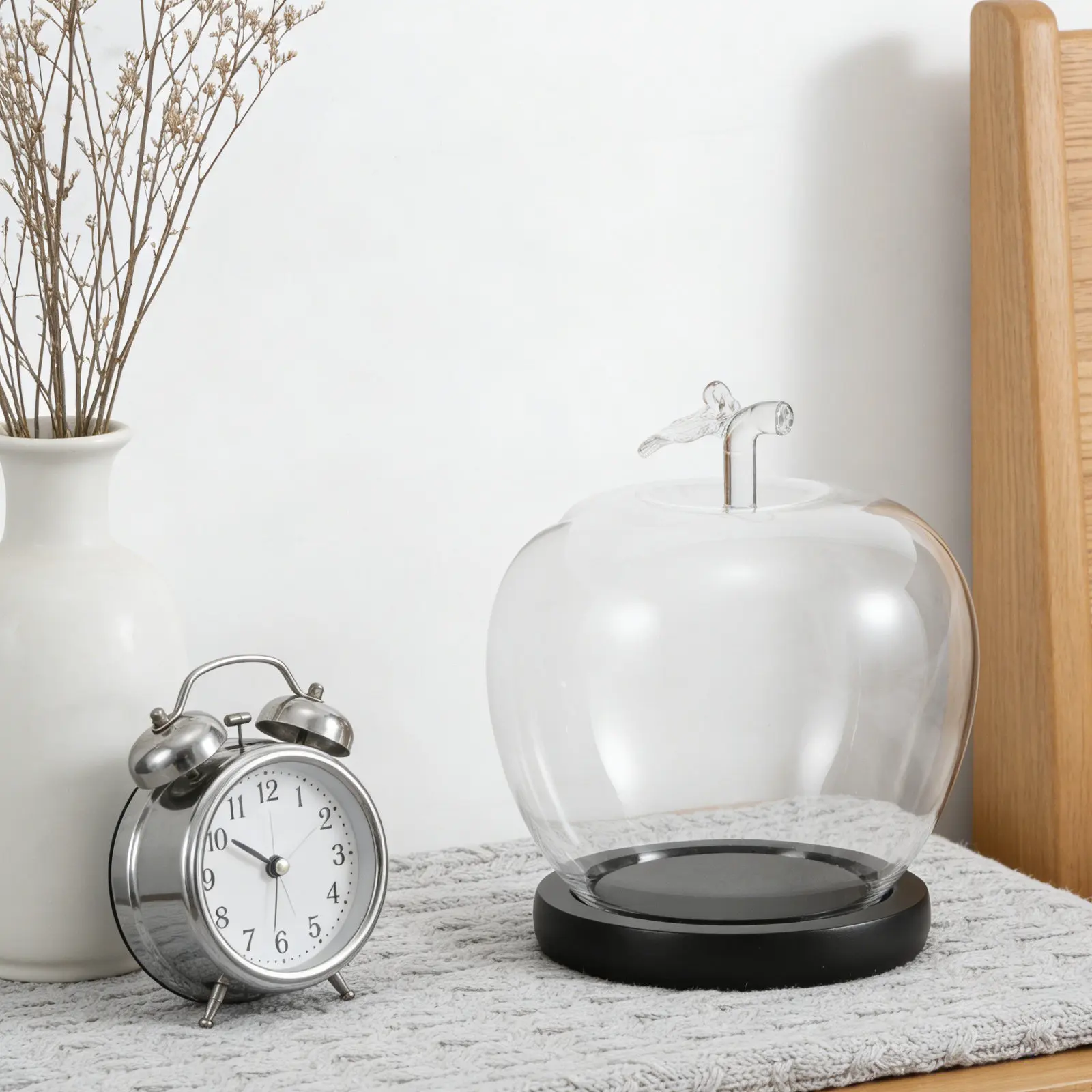 Small Glass Display Case Eternal Flower Glass Dome Cloche Apple Design Transparent Display Cover for Preserved Flowers