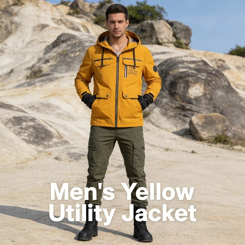 

2026 Spring/Autumn New Men's Detachable Hooded Cargo Jacket with Urban Outdoor Multi-Pocket Design