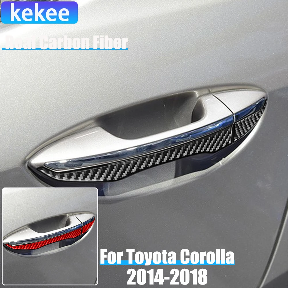 

Real Carbon Fiber Car Accessories Door Handle Strip Trim Cover Soft Sticker For Toyota Corolla 11th Gen 2014 2015 2016 2017 2018