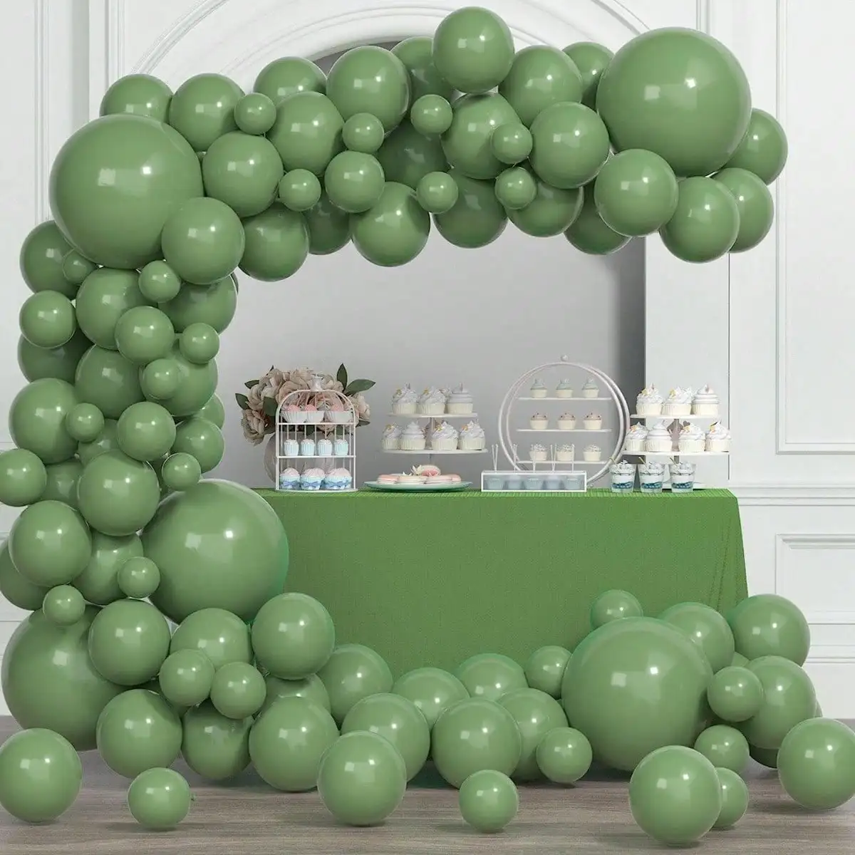 100pcs,green balloon ,used for indoor and outdoor decoration of birthday,graduation,bachelor's party,anniversary,wedding party