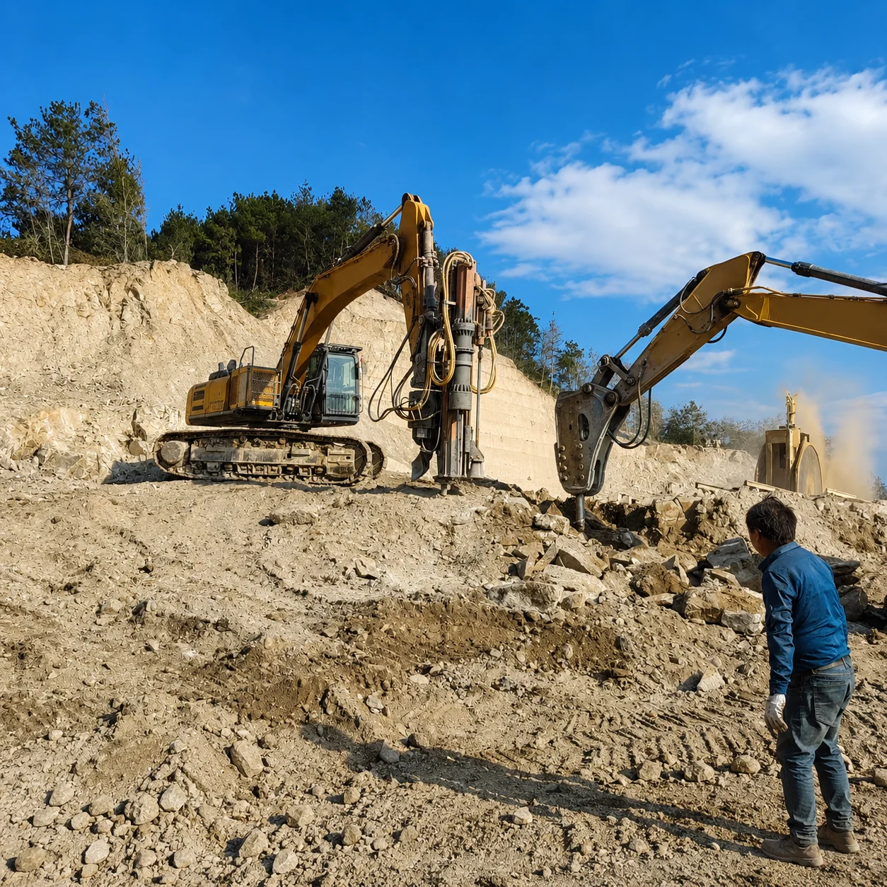 Rock Splitting Machine for Mining Hydraulic Excavator Rock Drill and Splitter Integrated Drilling Splitting Device