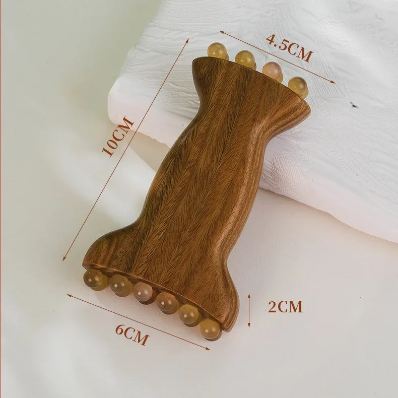 Brass Green Sandalwood Meridian Massage Stick Martial Arts Training Accessory With Metal Beads