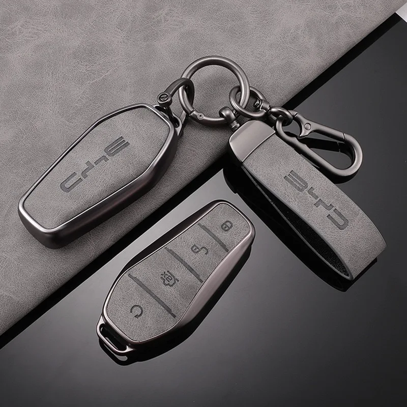 Funda para llave de coche, colgante de llavero de carcasa de aleación completa para BYD Atto 3 Han EV Dolphin, segunda canción duradera Pro Tang DmI QIn PLUS Yuan