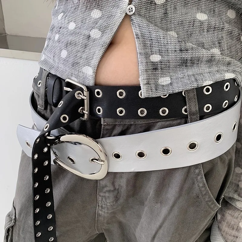 

Широкие ремни из искусственной кожи в стиле панк для женщин, модные повседневные универсальные аксессуары для платья, пояс в стиле хип-хоп, панк, заклепка, пряжка, красный пояс