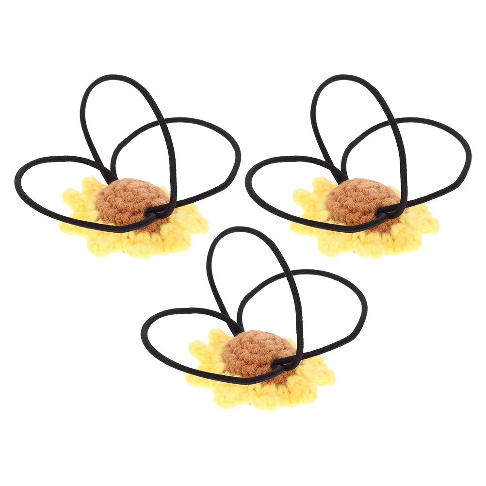 

3 Pcs Cotton Hair Rope Flower Ties for Ponytail Holders Rubber Bands Cuff