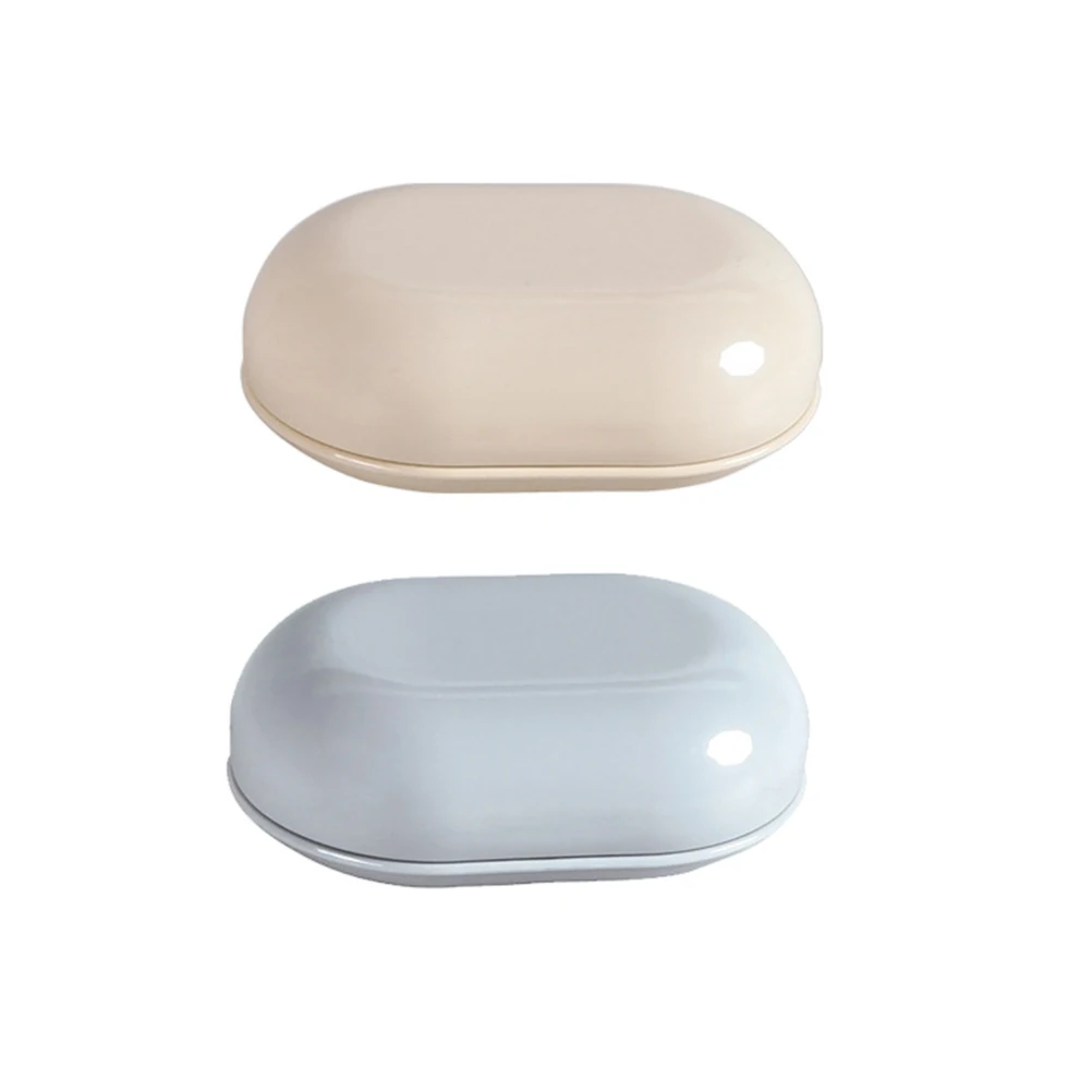 

2pcs Portable Soap Box Lid Easy Clean Oval Soap Holder For Bathroom Kitchen Shower Bathtub Travel Container Tray Storage