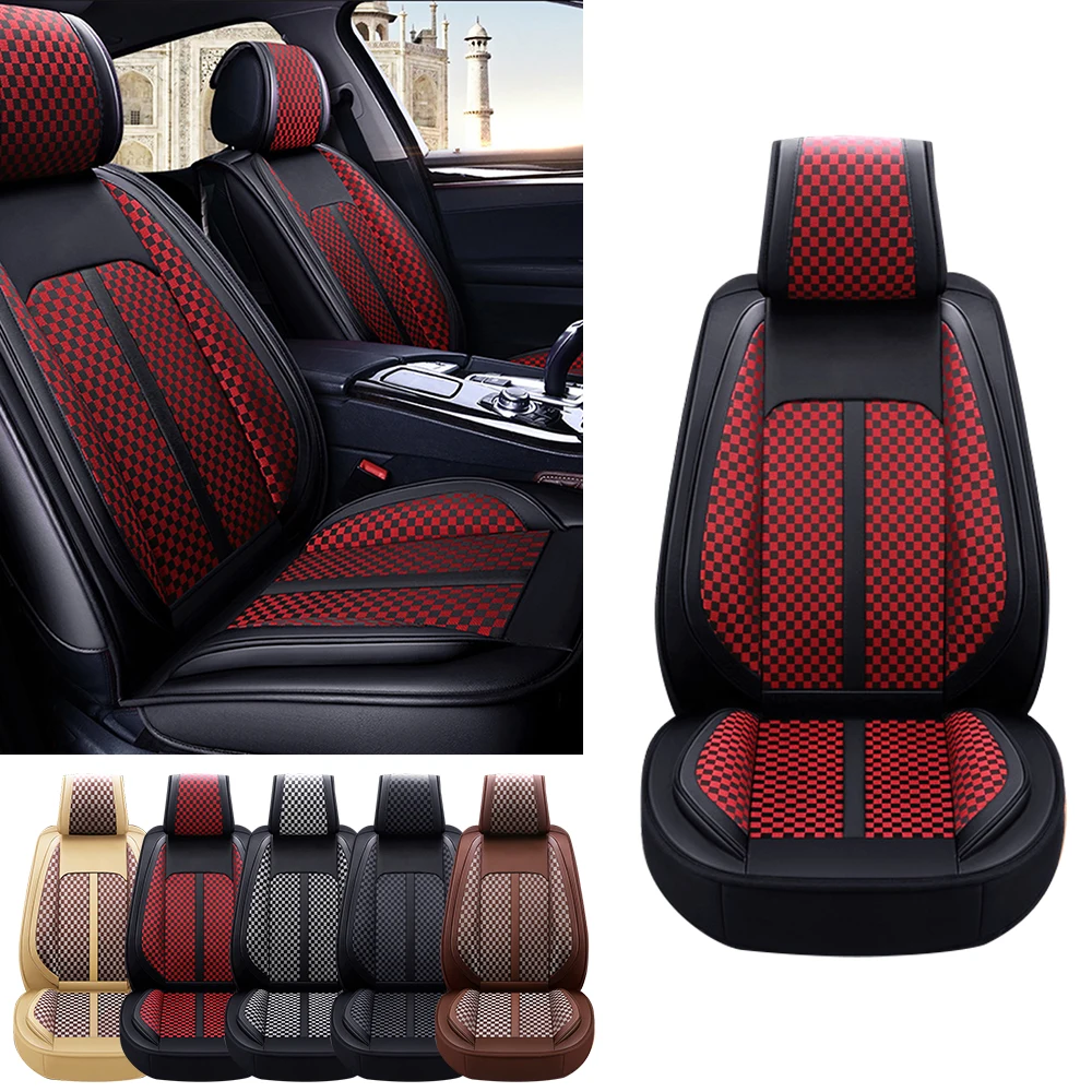 Deluxe 5 Seats Full Set PU Leather Universal Car Seat Cover Cushion Protection Cushion Anti-scratch Suitable for Sedan SUV Seat