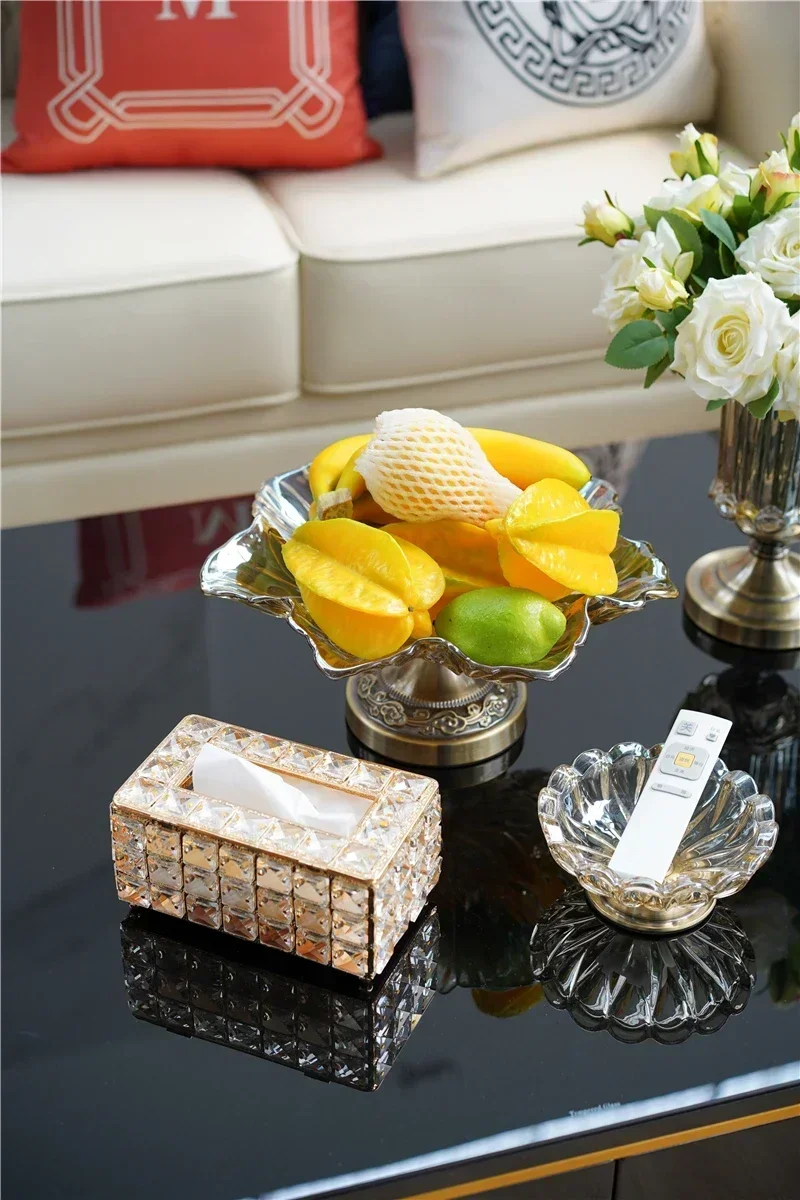 

European luxury fruit Tray glass Candy Can Room Decor luxury high-end household tea table decorative table fruit Home Decoration