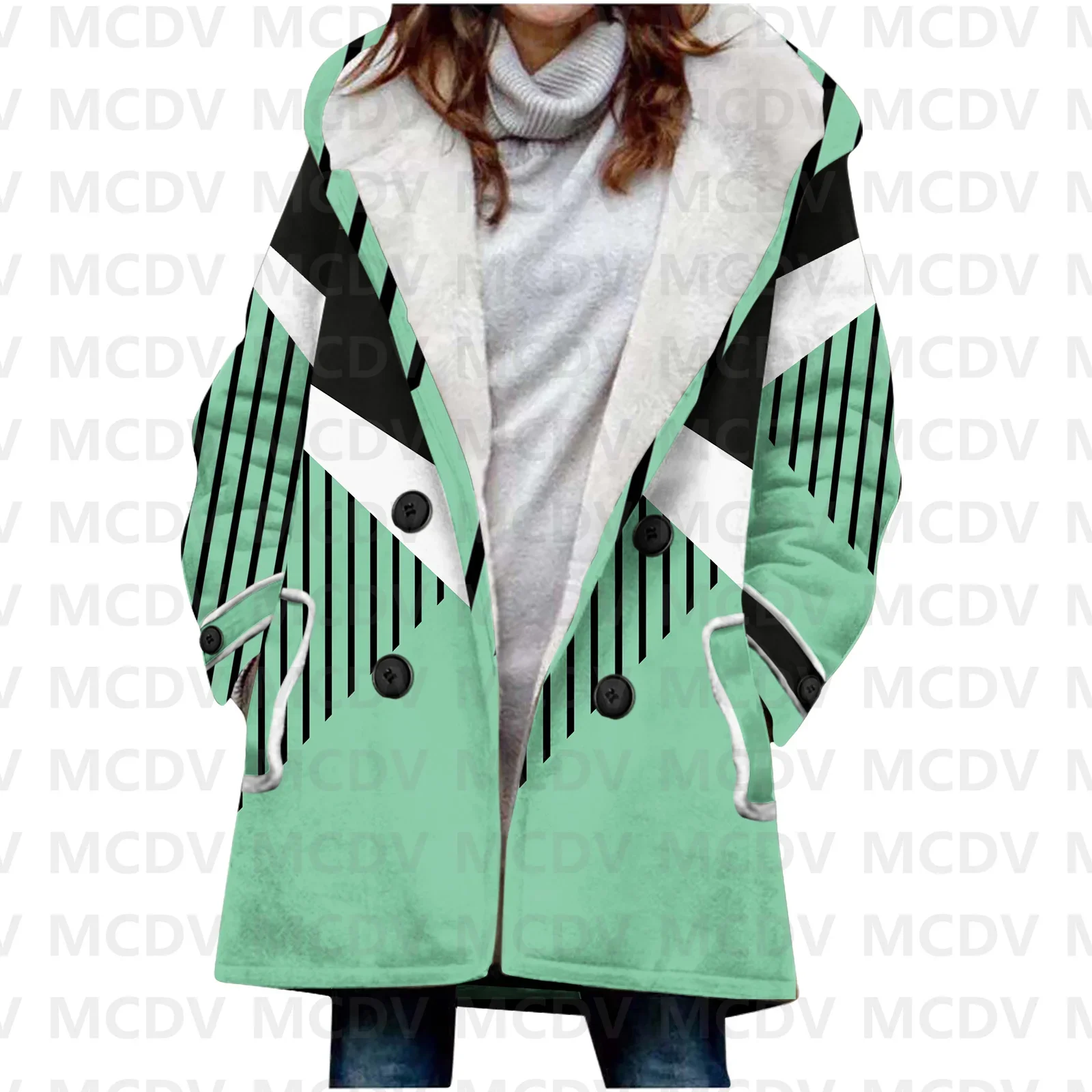 3D Printed Fleece Hooded Cloak Women Thick Warm Coat Women's Winter Warm Overcoat Casual Clothes 18 Color