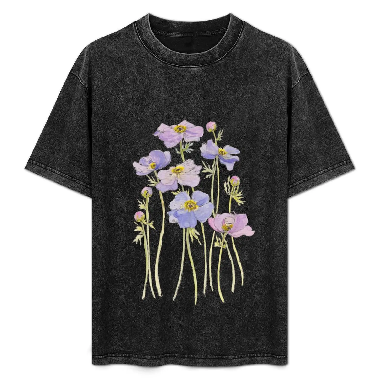 

Lilac Anemone Flowers T-Shirt quick drying cute clothes cotton graphic tees plus size tops mens graphic t-shirts big and tall