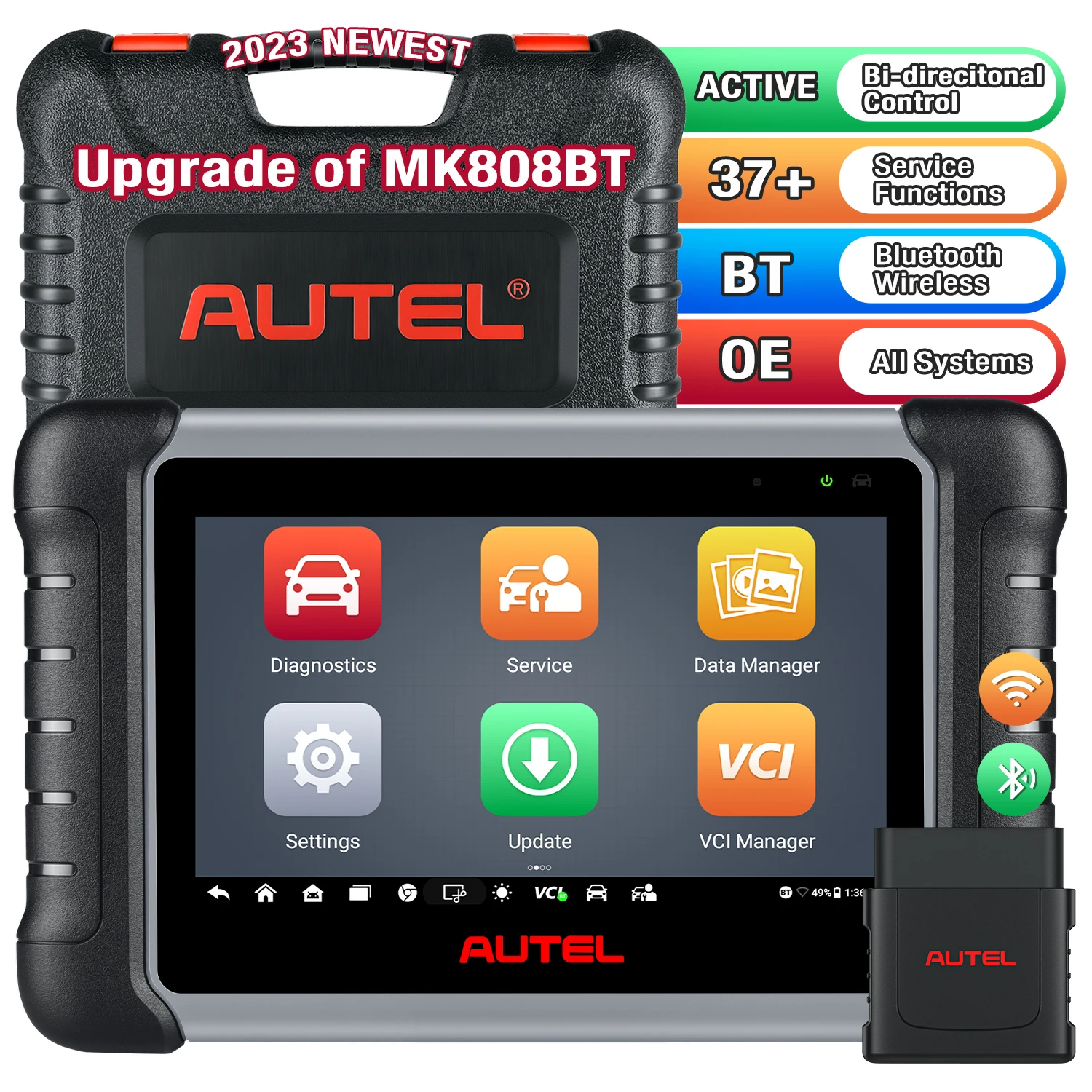 Autel MK808BT PRO Diagnostic Tool Full Bi-Directional control Scanner with OE-Level All System Diagnostic, 36+ Services