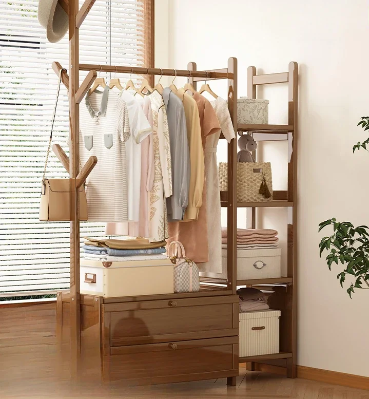 Coat Rack Floor Bedroom and Household Multifunctional Hanger Simple Clothes Storage Rack