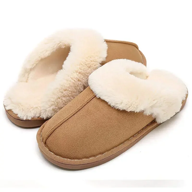 Winter Cotton Slippers Comfortable Home Shoes Fashionable Plush Neckline Warm Shoes Indoor Winter Cotton Slippers