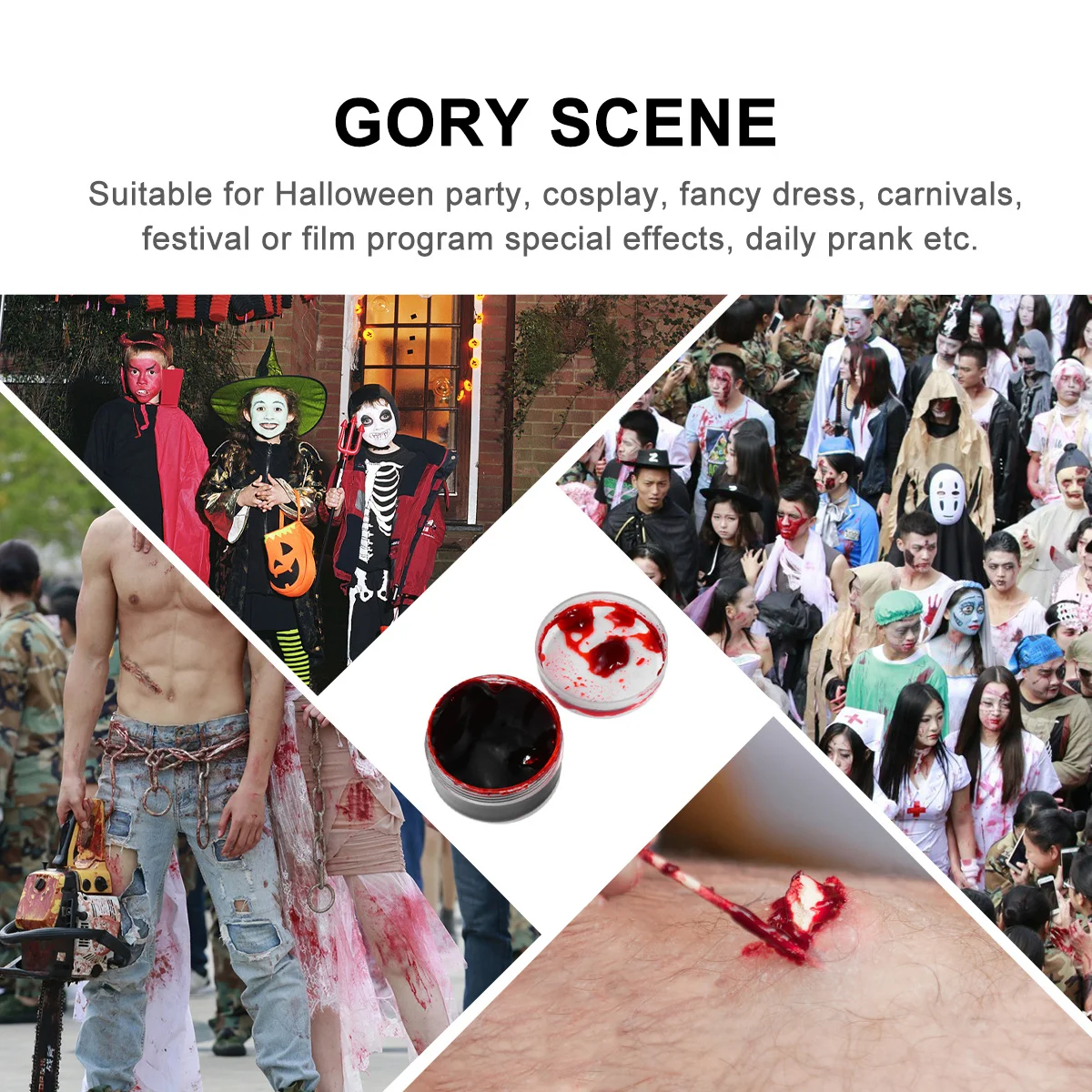 

3pcs Fake Blood Plasma For Halloween Makeup, Realistic Blood Gel, Washable Horror , Body Paint Prop For Cosplay Festival