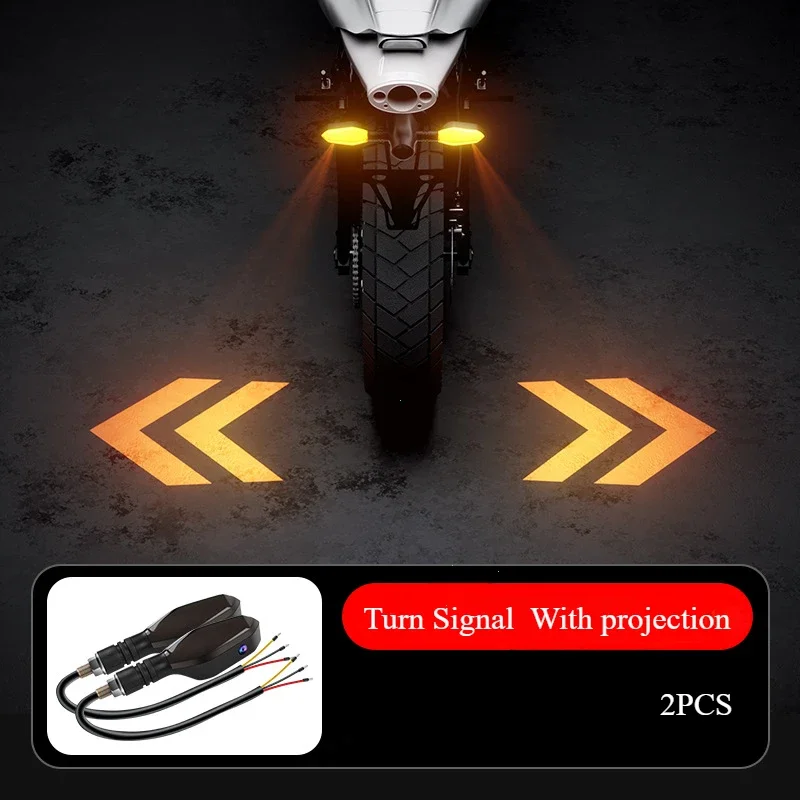 Lámpara de proyección Universal para motocicleta, luces indicadoras de Flash de flujo secuencial, lámpara LED de señal de giro, luz de circulación de Color, 2 uds.