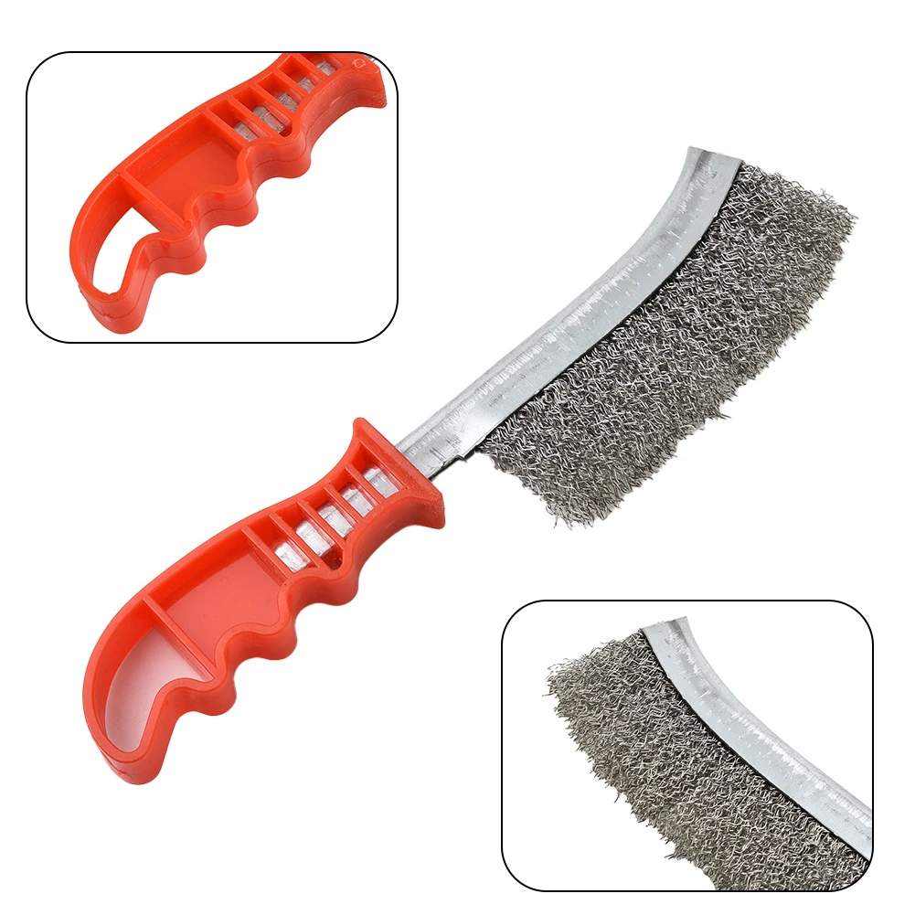 Steel Brush Wire Cleaning For Hand Metal Prep Rust Stainless Workshop Red+Silver Removal High quality Practical