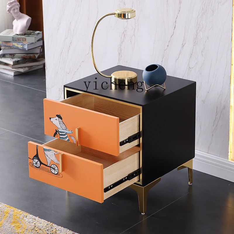 

zz bedside table simple modern bedroom storage cabinet small painted light luxury bedside cabinet