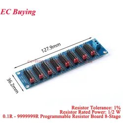 0.1R-9999999R Programmable Resistor Resistance Board PCB Module 1/2W 1% Eight-segment 8pcs Jumper Caps 0.1 0.1Ω -9999999Ω ohm