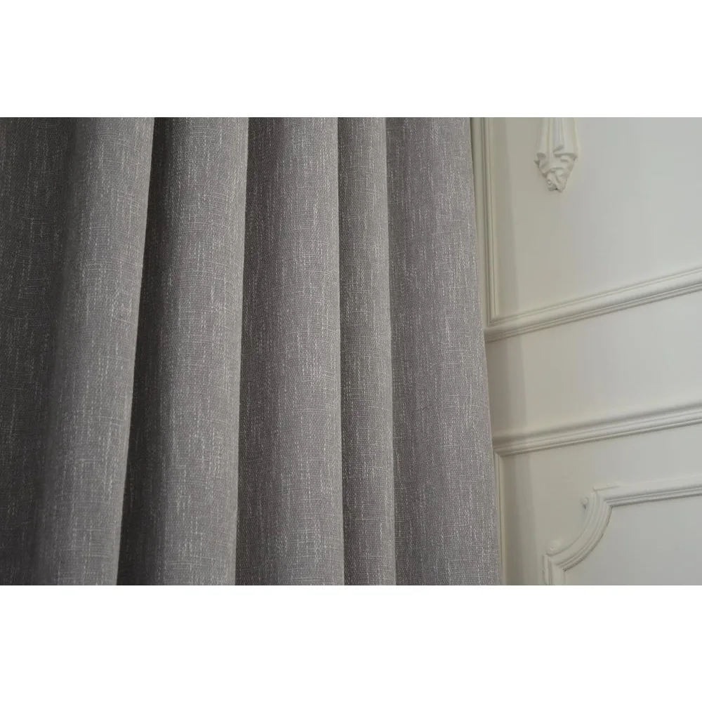 Cortinas de lino gris de lujo hechas a medida para ventanas extra largas de 10-24 pies, ideales para diseños de cortinas de 2 pisos
