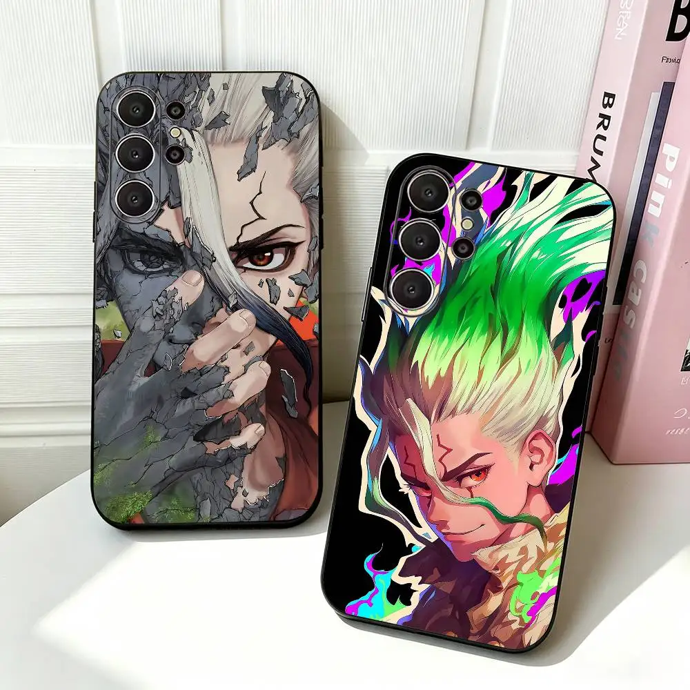Dr STONE Anime  Black Soft Silicone Phone Case for Samsung Ultra S26, S24, S21, S22, S23, S30, Plus, Lite