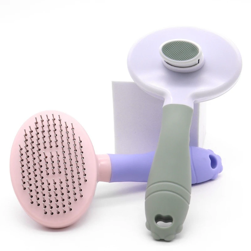 Self-Cleaning Slicker Brush for Dogs and Cats – Pet Hair Remover with One-Click Clean – Pet Grooming Accessories