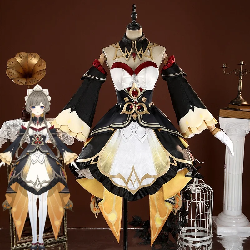 Genshin Impact Cosplay Costume Marionette Sandrone Game Anime Role-play Cute Outfit Dress Wig Set Halloween Party Role Play