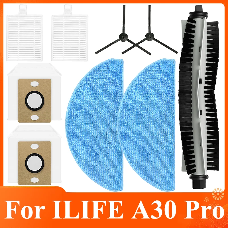 For ( ILIFE A30 Pro ) Vacuum Accessories Main Roller Brushes Side Brushes Mop Cloth Dust Bag HEPA Filter Accessories