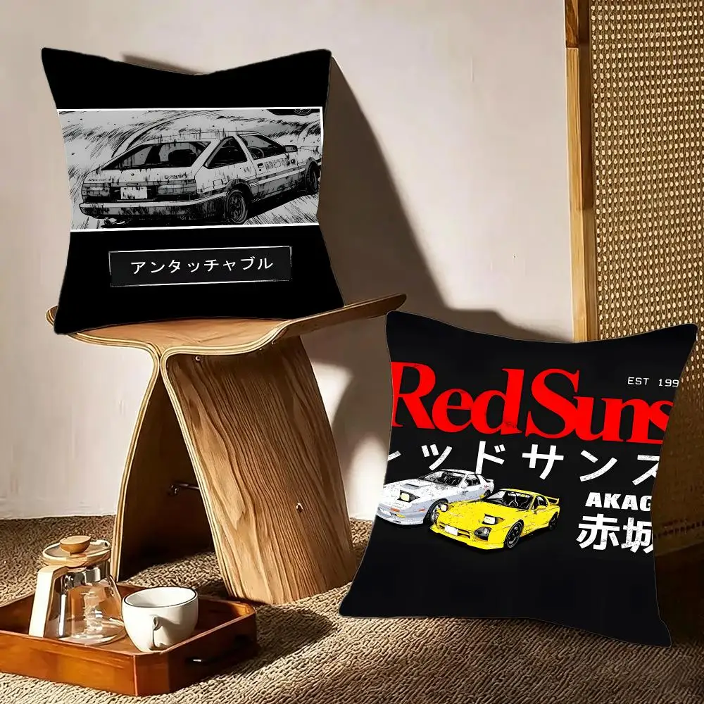 Anime Racing Initial D Cushion Cover Crystal velvet sofa Aesthetic room decor Car seat back cushion