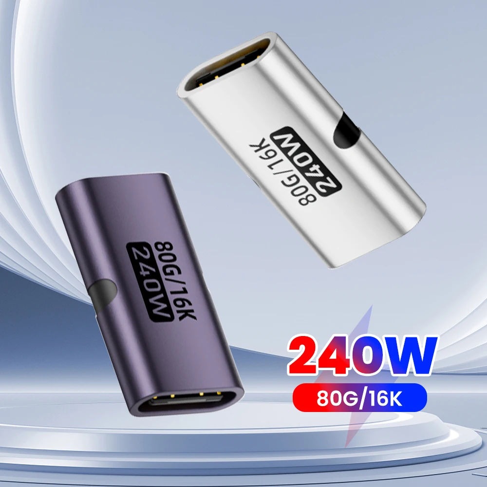 

PD240W Fast Charging Adapter Type C Female To Type C Female Converter USB 4.0 80Gbps High Speed Transfer PD3.1 Charging Adapter