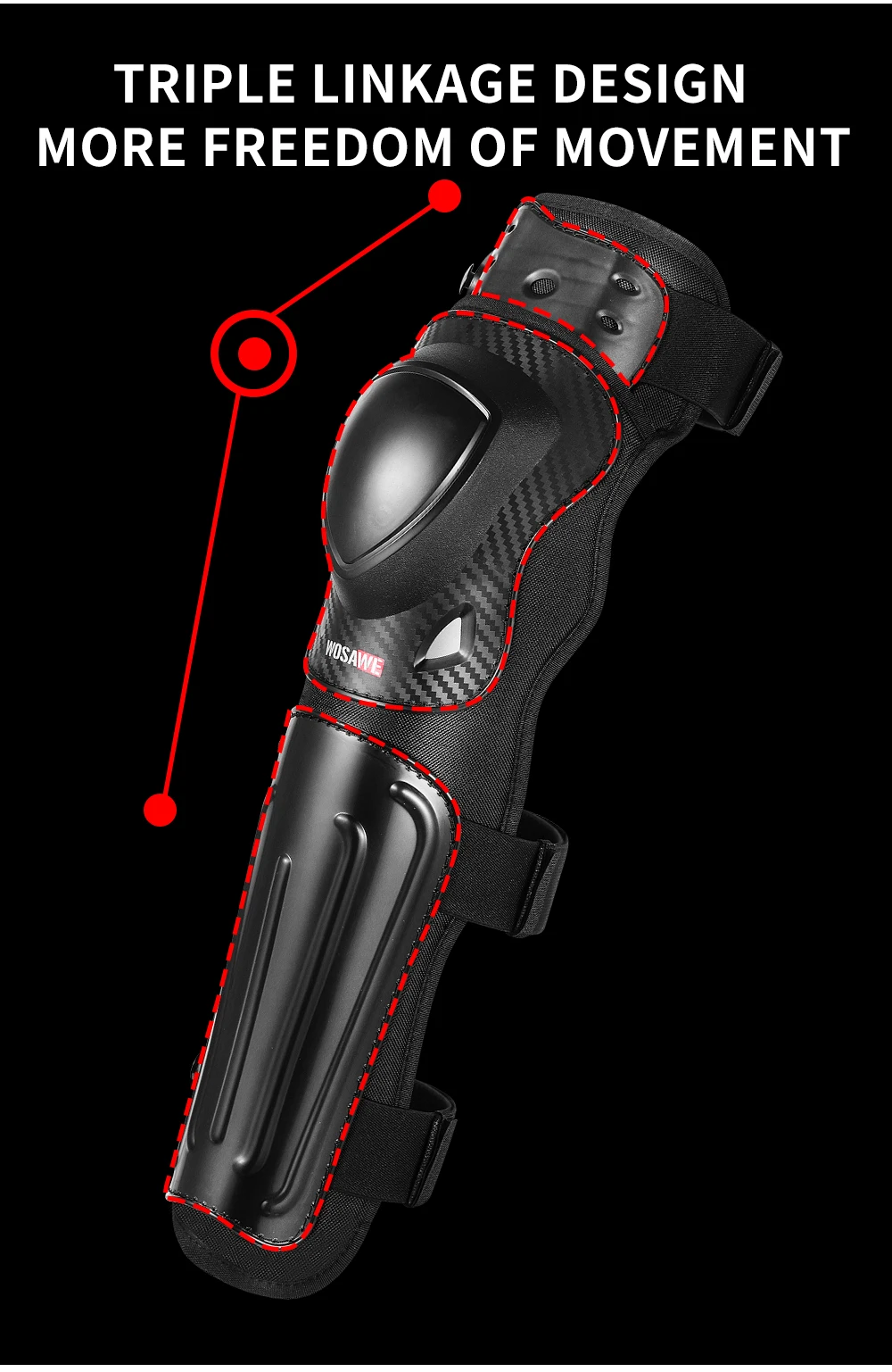 WOSAWE-rodilleras protectoras para motocicleta, accesorios para Motocross, patinaje, equipo de protección