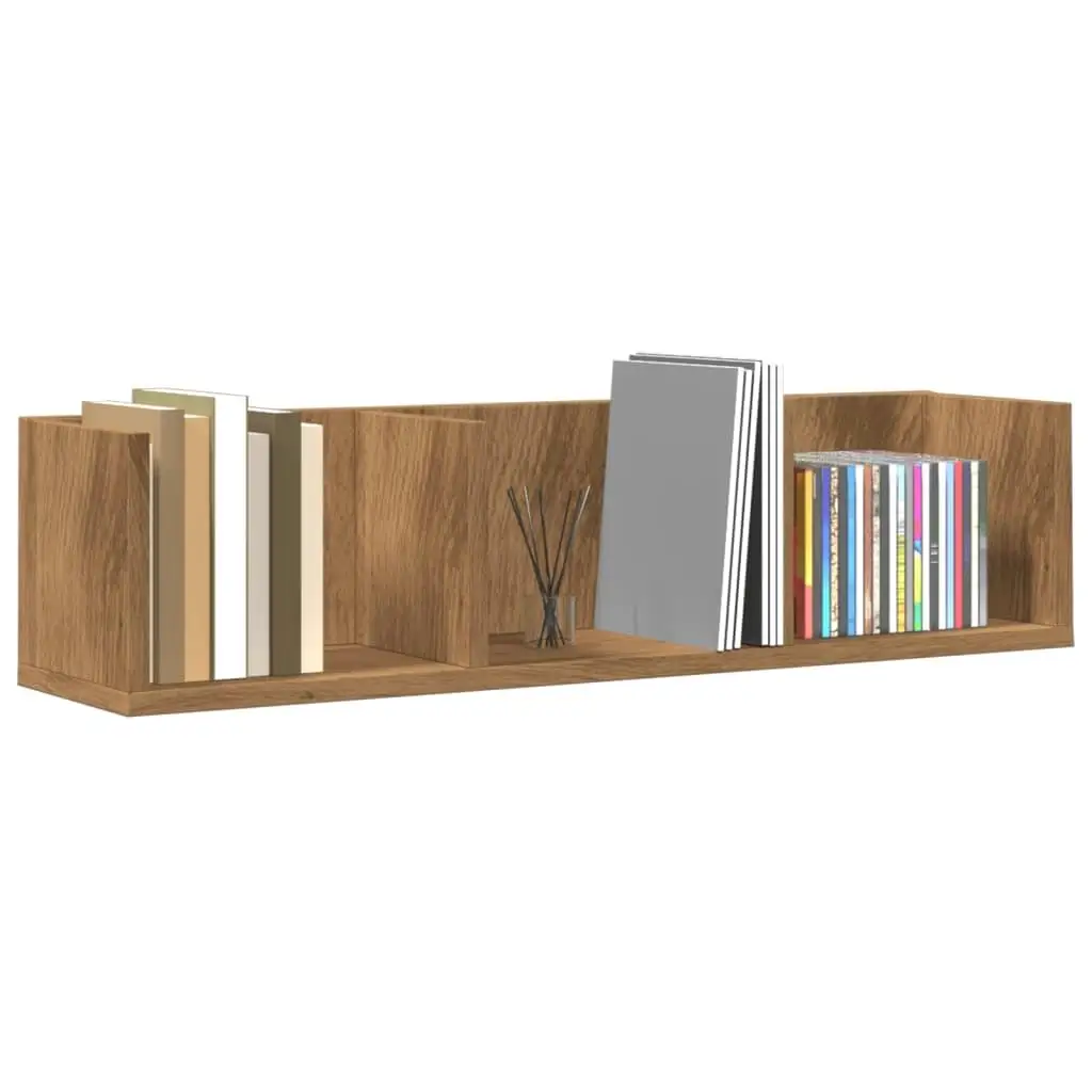 Artisan Oak CD Wall Shelf - 75x18x18 cm, Durable Engineered Wood Storage Solution