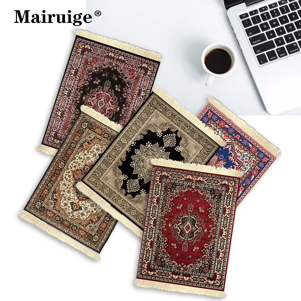 Persian Carpet Keyboard and Mouse Pad Bohemia Desk Assessories Office Tables Desktop Computer Tassel Mouse Mat Waterproof Pad