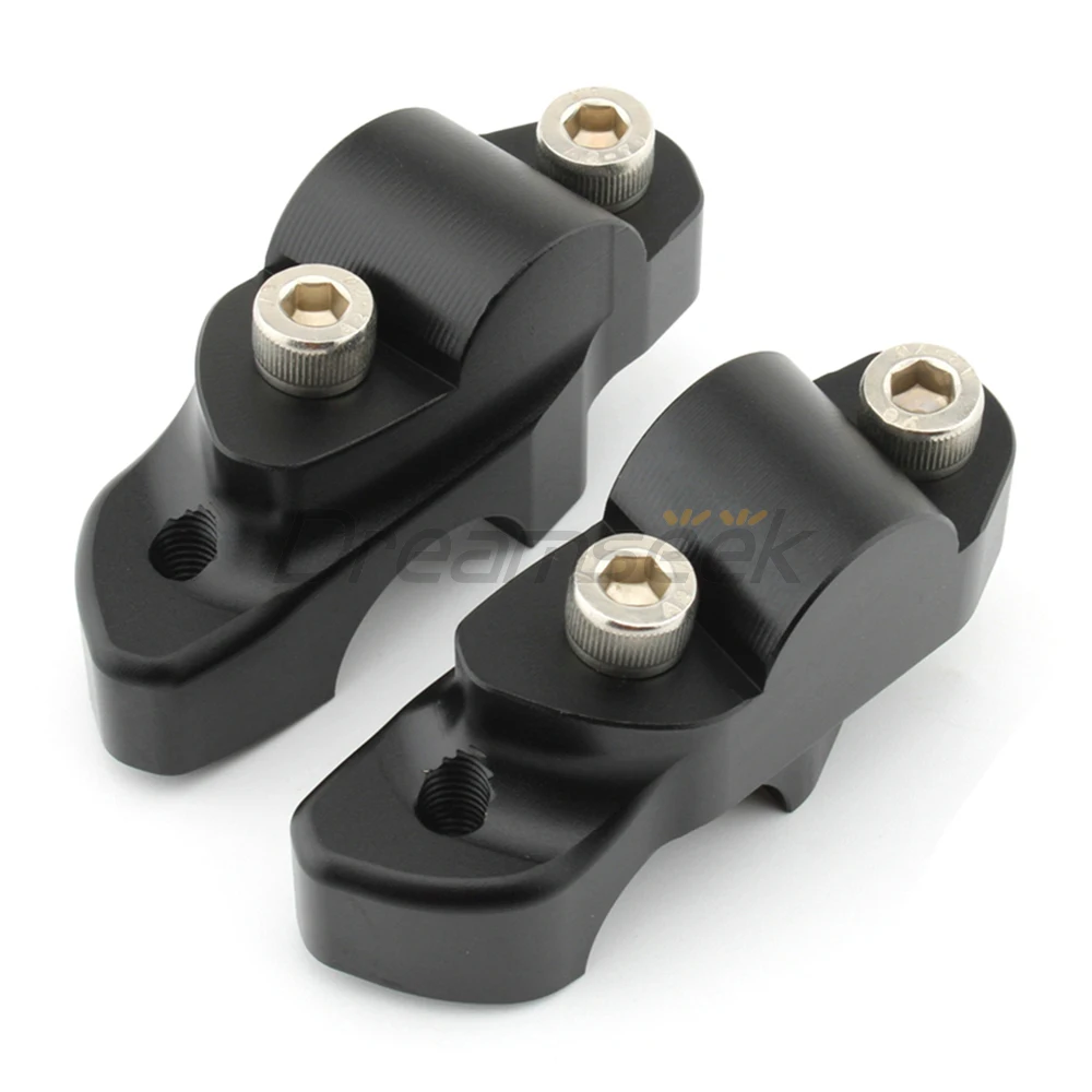 2x Motorcycle Handlebar Riser Clamp for Suzuki GSX-S1000 2015+ Handle Bar Riser Move Back Mount Adaptor Black Aluminum Allory