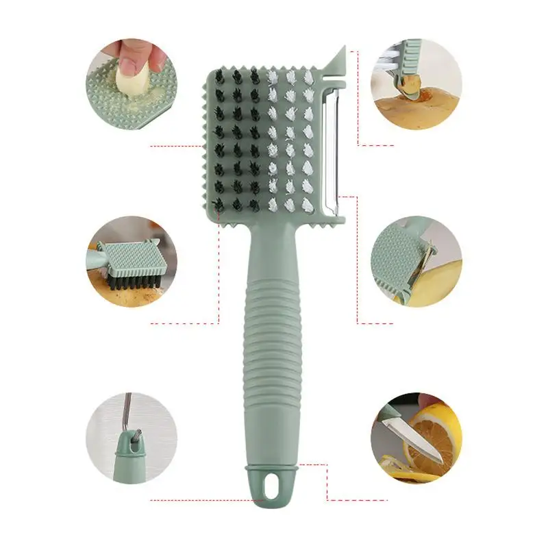 Fruit And Vegetable Peeler Multifunctional Food Peeler Vegetable Scrubber Fruit Peeler With Brush Practical Hand Peeler For image 5
