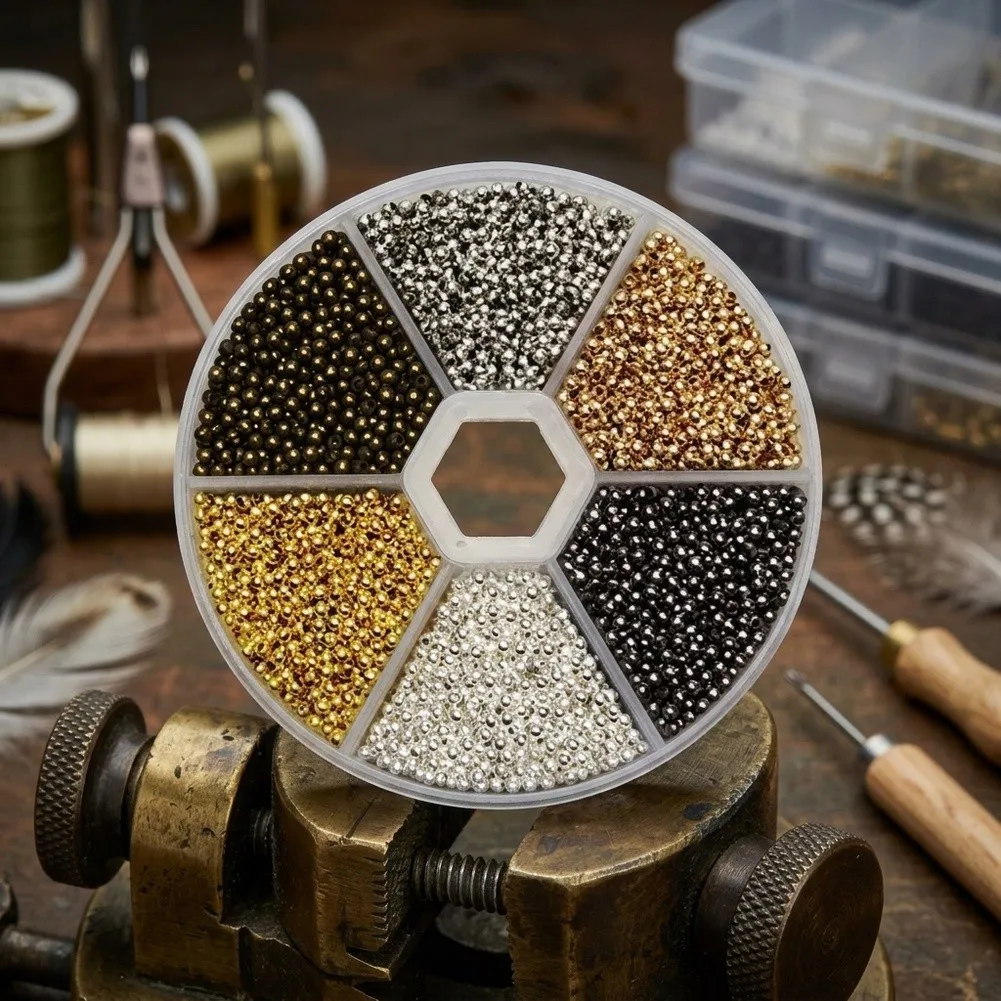 Lightweight Fly Tying Beads for Realistic Lure Building 8x8x2cm Metallic and Neutral Tone Options for All Fly Types