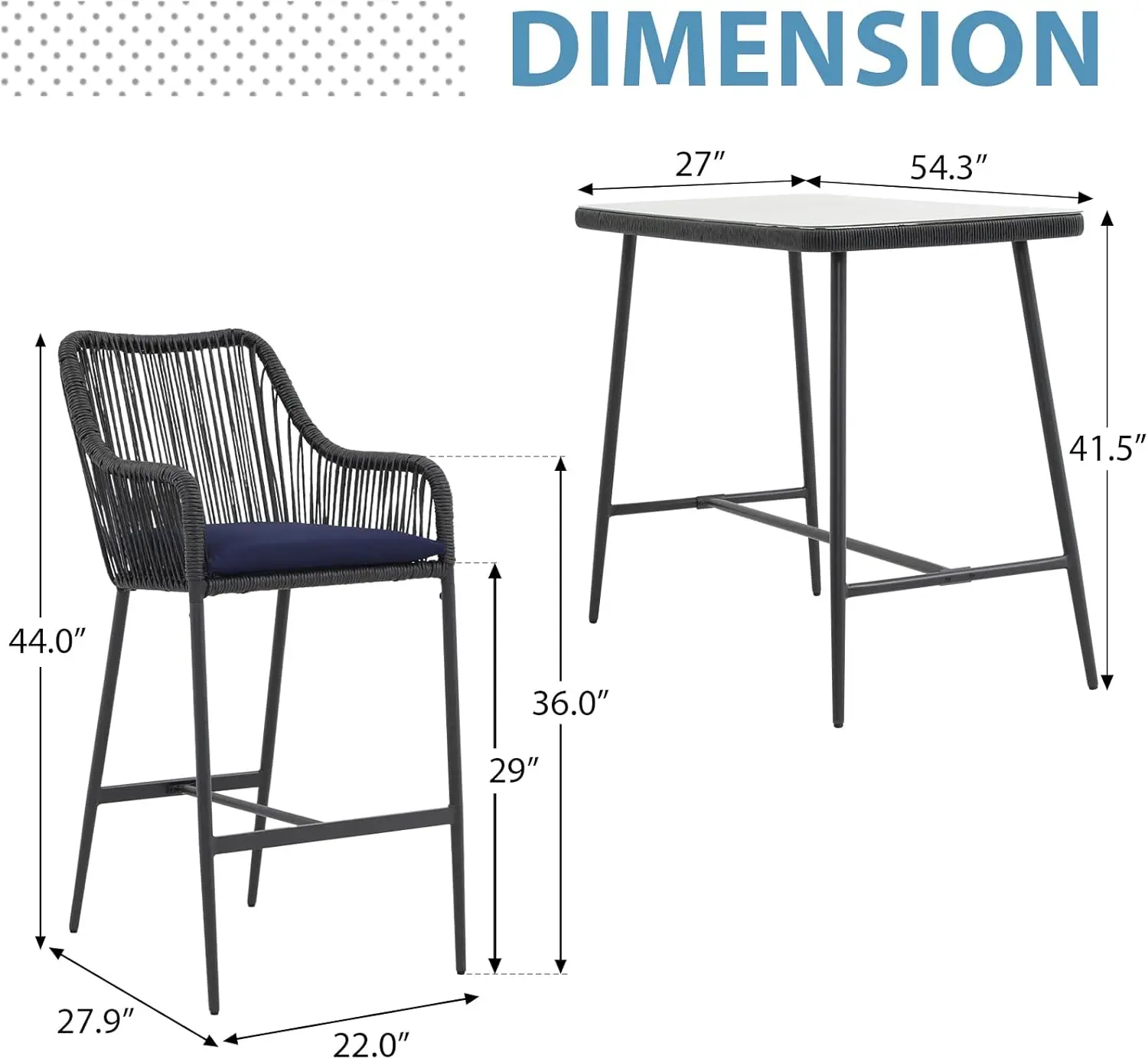 Joivi 5-Piece Patio Bar Dining Set, Bar Height Outdoor Table And Chairs Set With 4 Bar Stools, Cushions & 41