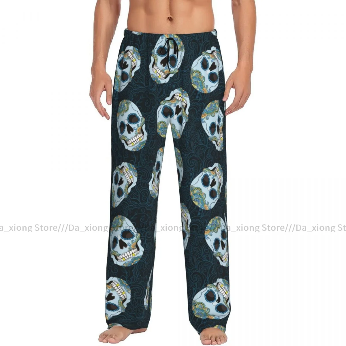 Men's Casual Pajama Sleeping Pants Gothic Sugar Skulls Lounge Loose Trousers Comfortable Nightwear