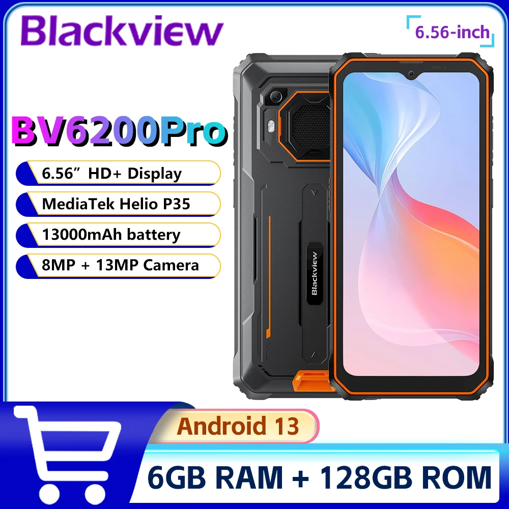 Смартфон Blackview BV6200 Pro защищенный, 6,56 дюйма, 6/128 ГБ, 13000 мАч, 18 Вт, быстрая зарядка