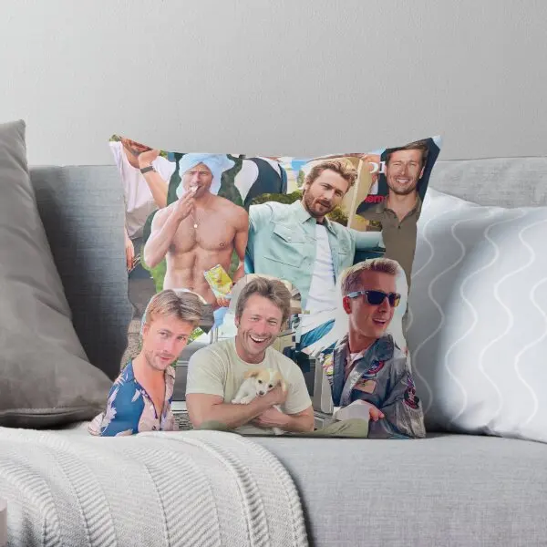 Glen Powell Photo Collage  Printing Throw Pillow Cover Anime Fashion Hotel Soft Bedroom Sofa Waist Pillows not include One Side