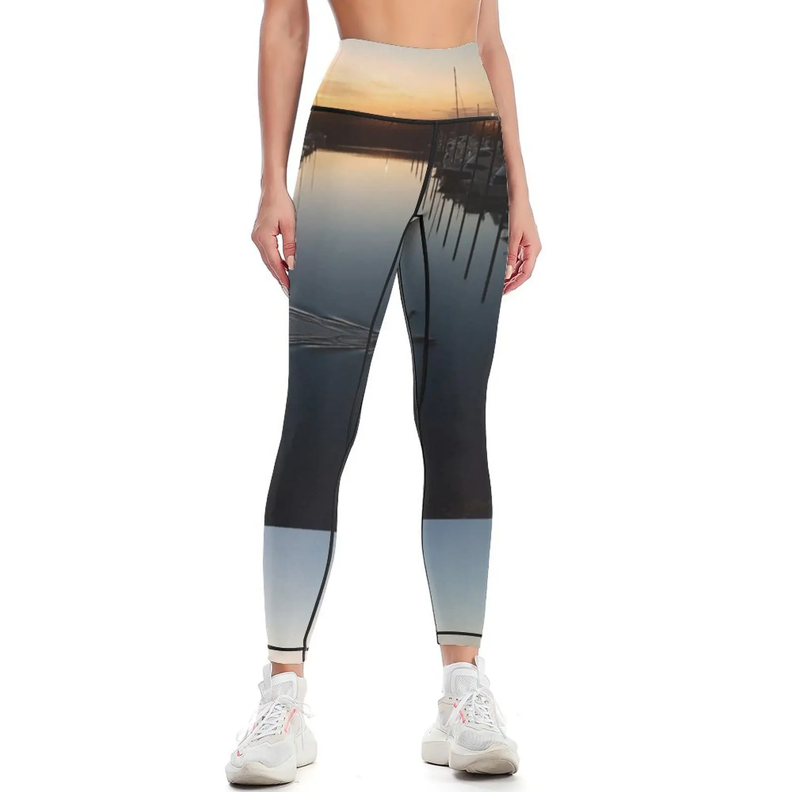 SUP Sunrise Reflections on the harbour Leggings gym top sports woman gym Womens Leggings