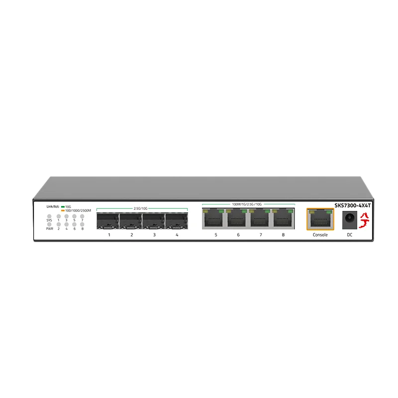 Xike All  L2 10G Switch 4-Port 10G RJ45 4-Port 10G SFP+ Ethernet Switch WEB/CLI Managed Support VLAN & Port Aggregation