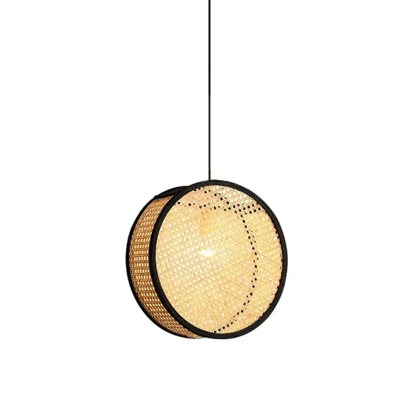 Japanese Modern Minimalist Chandelier Bamboo Woven Rattan Art Restaurant Dessert Shop Homestay Retro Eastern Style Pendant Lamp