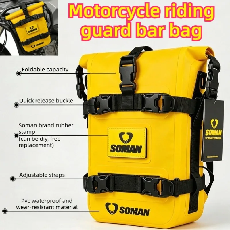 

Motorcycle Crash Bar Bags Waterproof Multifunctional Side Storage Bag Outdoor Riding Travel Tool Bag for Motorbike Bumper