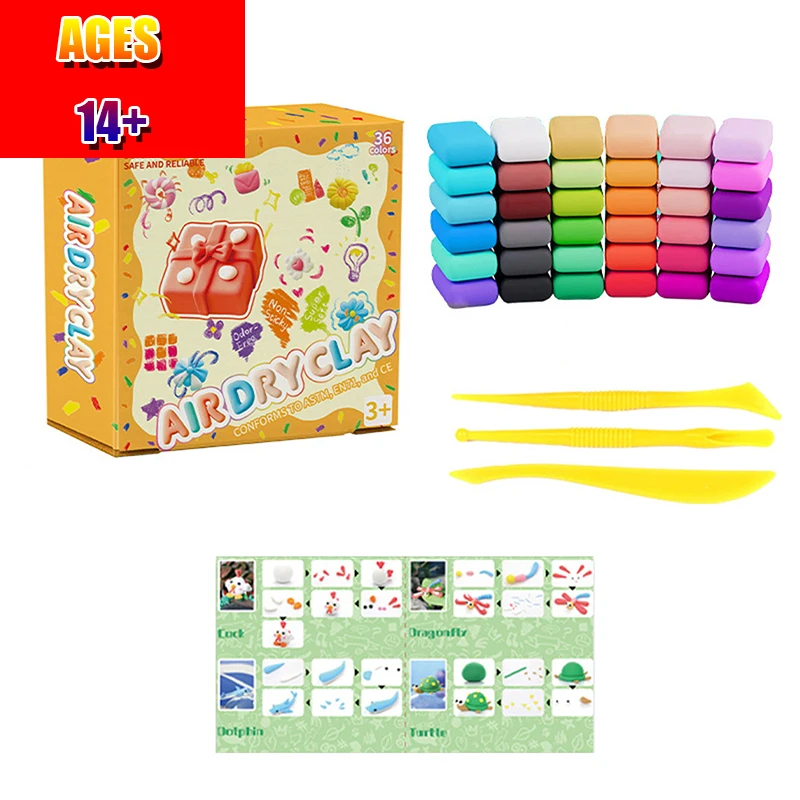 

36 цветов, высококачественный набор из воздушно-сухой глины, сверхлегкая пластиковая глина с инструментами для лепки для дошкольного образования, товары для рукоделия «сделай сам»