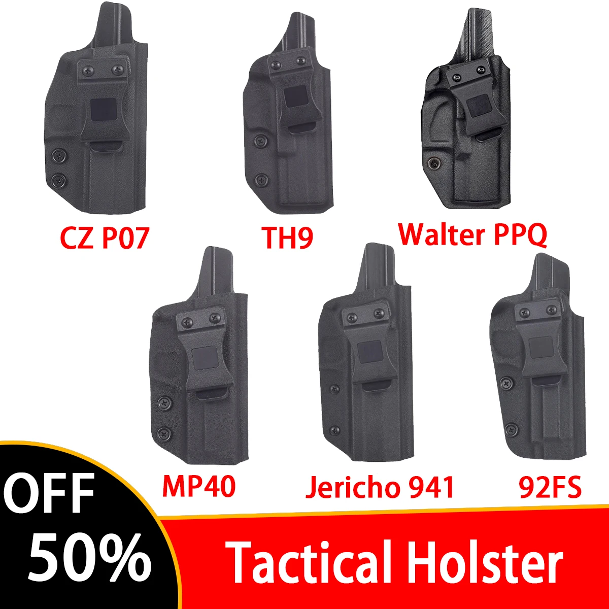 Tactical IWB Kydex Holster Berett 92fs G26 cz p07 jericho 941 For Walter PPQ TH9 MP40 Inside Waistband Concealed Carry Holsters