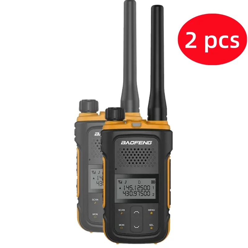 2PcsBaofeng UV12 Mini Portable Walkie Talkie HAM Radio FRS VHF UHF with LED Flashlight Keyboard LCD Screen Waterproof USB C Port