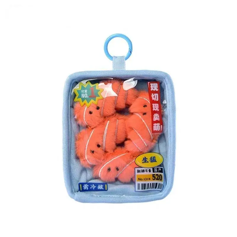 Cute Supermarket Fridge Vegetable Plush Keyring Simulation Seafood Platter Salmon/octopus Plush Stuffed Toy Backpack Charm Gifts